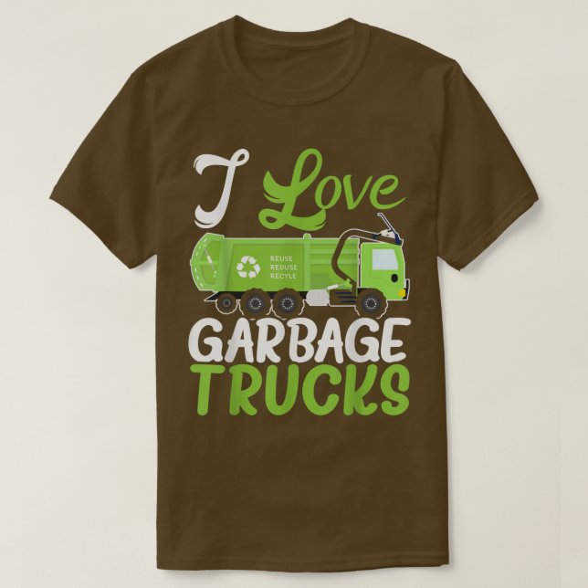 I Liebe Garbage Trucks Abfallmanagement Mülleimer T-Shirt (Design vorne)