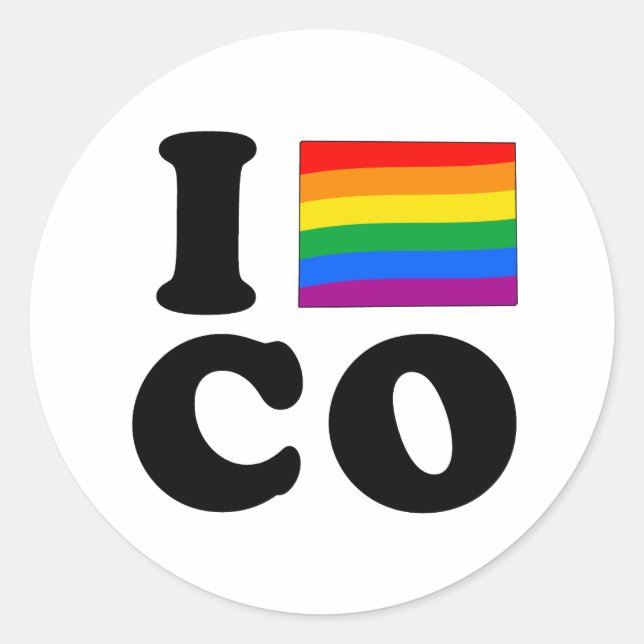 I LIEBE GAY COLORADO RUNDER AUFKLEBER (Vorderseite)
