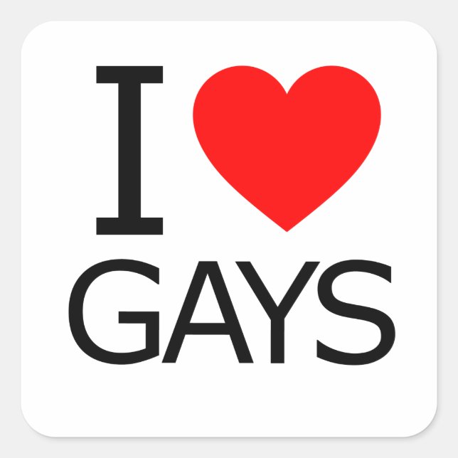 I Liebe Gays Quadratischer Aufkleber (Vorderseite)