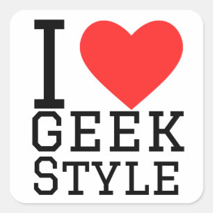 I Liebe Geek Style Quadratischer Aufkleber