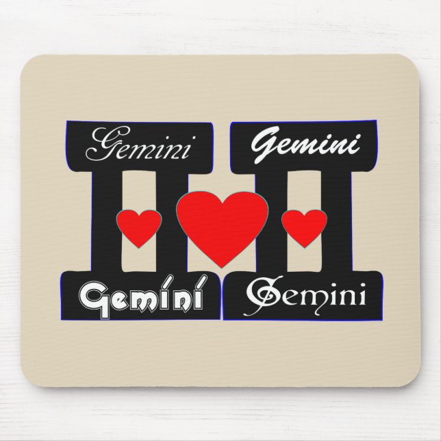 ♊😍 I Liebe Gemini-Zodiac-Zeichen Mousepad (Vorne)