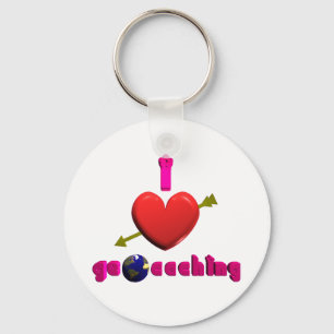 I Liebe Geocaching 3D Kunst Schlüsselanhänger