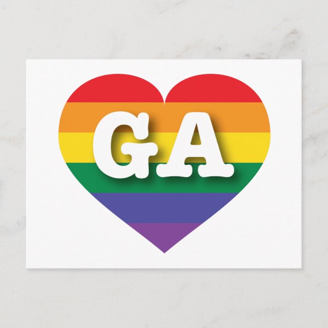 I Liebe Georgia Rainbow Heart Postkarte (Vorderseite)