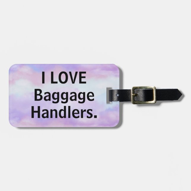 I Liebe Gepäckabfertiger Gepäckanhänger lila (Vorderseite horizontal)