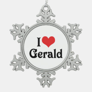 I Liebe Gerald Schneeflocken Zinn-Ornament
