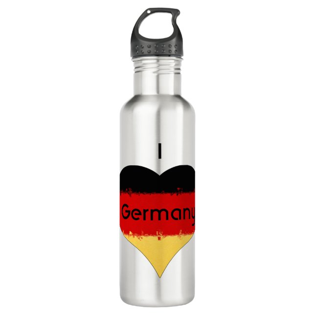 I Liebe Germany Grunge Heart Flag Design Edelstahlflasche (Vorderseite)