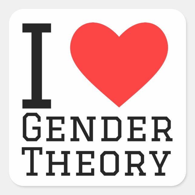I Liebe Geschlechtertheorie Quadratischer Aufkleber (Vorderseite)