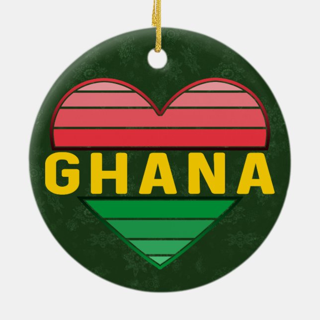 I Liebe Ghana, Ghanaisches Herz Keramik Ornament (Hinten)