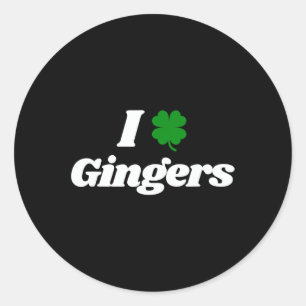 I Liebe Gingers Clover Kleeblatt St. Patrick's Day Runder Aufkleber