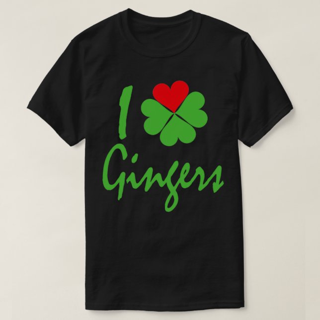 I Liebe Gingers I Kleeblatt Heart Gingers T-Shirt (Design vorne)