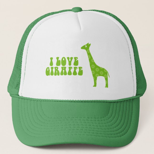 I Liebe Giraffe (grün) Truckerkappe (Vorderseite)