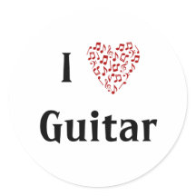 I Liebe Gitarre Rotes Herz Musiknoten