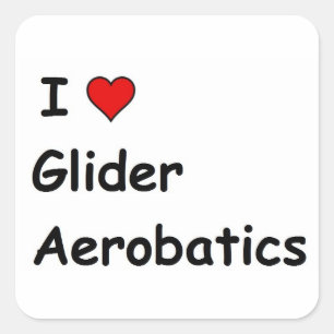 I Liebe Glider Aerobatics Quadratischer Aufkleber