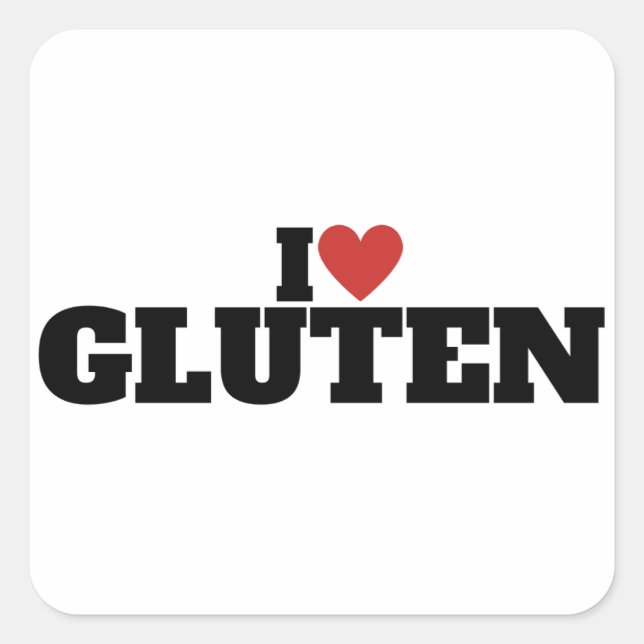 I Liebe Gluten Quadratischer Aufkleber (Vorderseite)