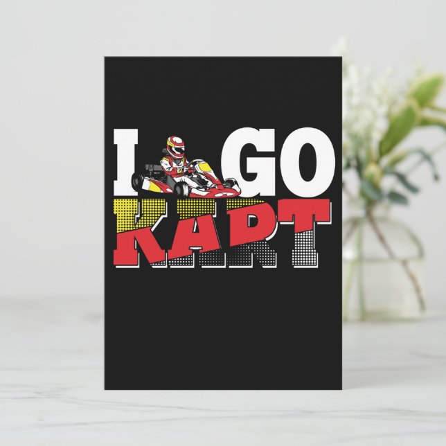 I Liebe Go Kart Racing Sportwagen Einladung (Stehend Vorderseite)