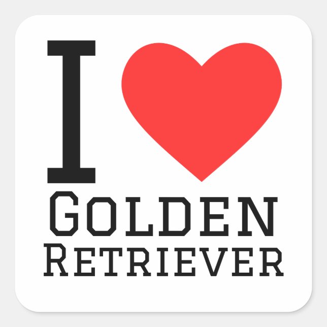 I Liebe Golden Retriever Quadratischer Aufkleber (Vorderseite)