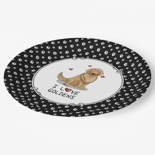 I Liebe Goldens - I Liebe Golden Retrievers Pappteller (Schrägansicht)