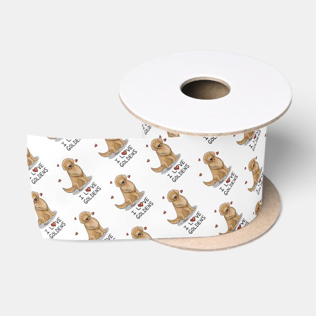 I Liebe Goldens - I Liebe Golden Retrievers Satinband (Spule)