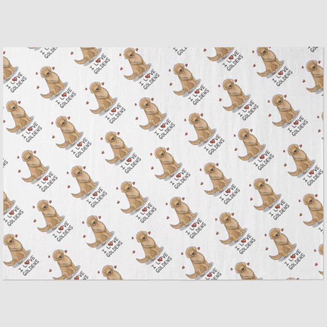 I Liebe Goldens - I Liebe Golden Retrievers Seidenpapier (Vorderseite)