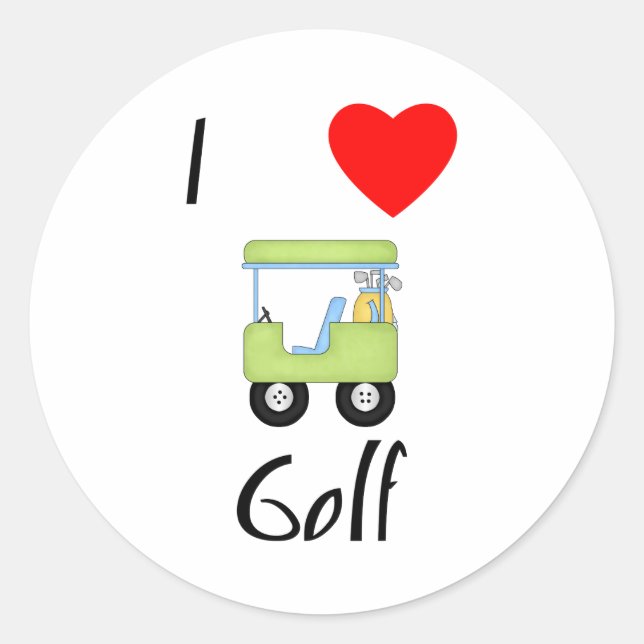 I Liebe Golf (4) Runder Aufkleber (Vorderseite)