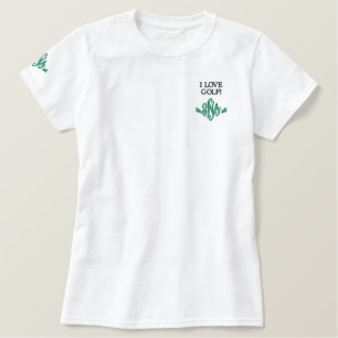 I Liebe Golf Green Monogram Besticktes T-Shirt