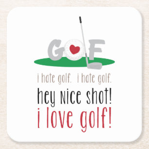 I Liebe Golf Rechteckiger Pappuntersetzer