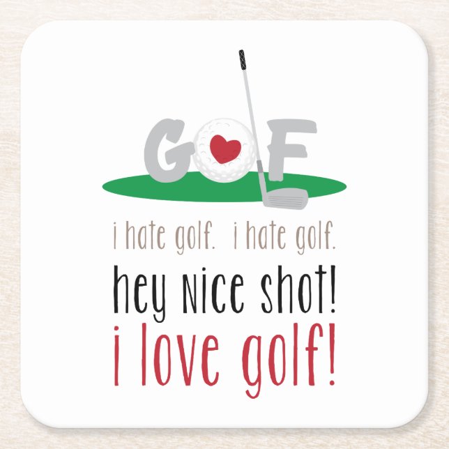 I Liebe Golf Rechteckiger Pappuntersetzer (Vorderseite)