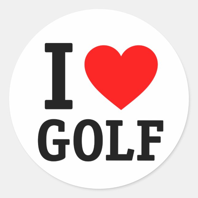 I Liebe Golf Runder Aufkleber (Vorderseite)