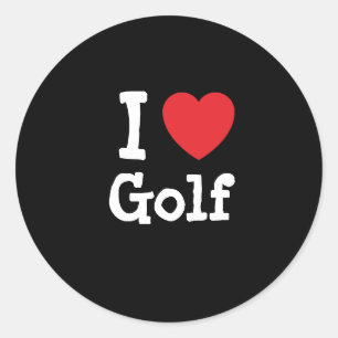 I Liebe Golfherz personalisiert Runder Aufkleber