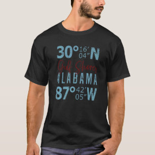 I Liebe Golfküsten Alabama GPS Koordinaten T-Shirt