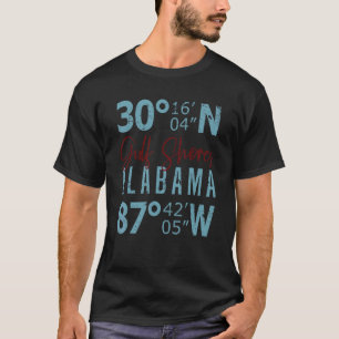 I Liebe Golfküsten Alabama GPS Koordinaten T-Shirt