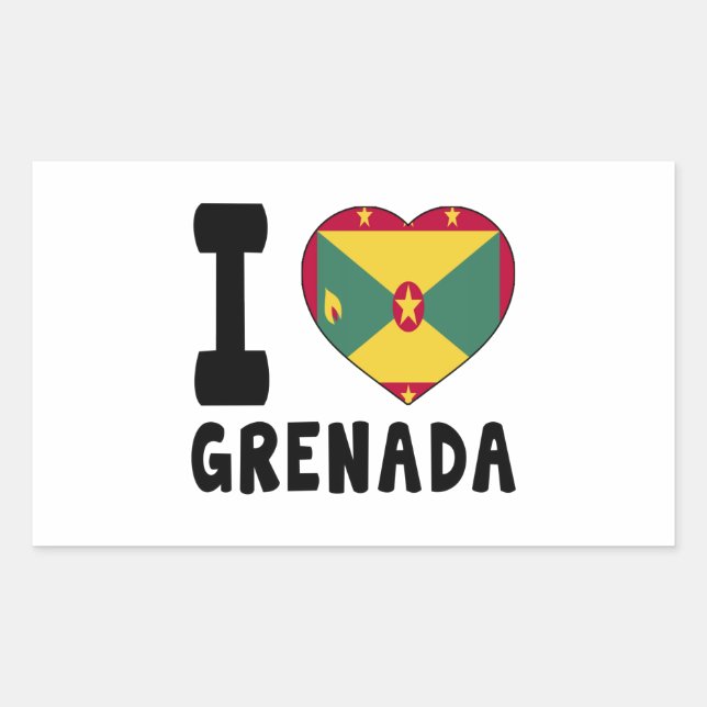 I Liebe Grenada Rechteckiger Aufkleber (Vorderseite)