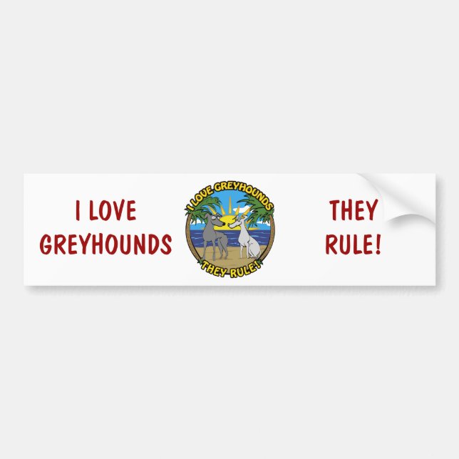 I LIEBE GREYHOUNDS SIE REGEL AUTOAUFKLEBER (Vorne)