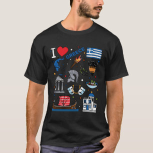 I Liebe Griechenland Handgezeichnete griechische S T-Shirt