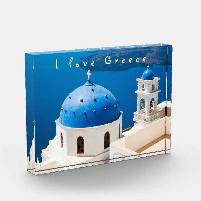 I Liebe Griechenland Kirche Santorini blaues Foto  (Links)