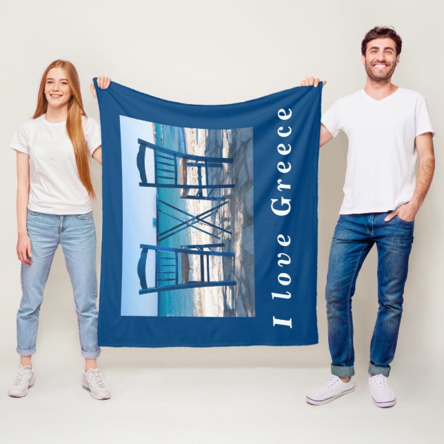 I Liebe Griechenland Taverna Foto blau-weiß Fleecedecke (Beispiel)