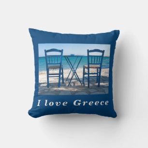 I Liebe Griechenland Taverna Foto blau-weiß Kissen