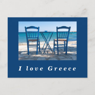 I Liebe Griechenland Taverna Foto blau-weiß Postkarte