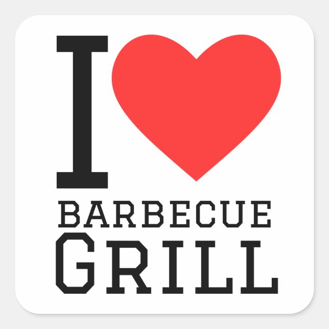 I Liebe Grill Quadratischer Aufkleber (Vorderseite)