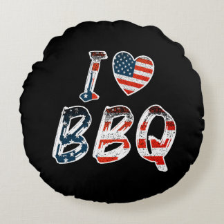I Liebe GRILLEN, amerikanisches Patriotikum Rundes Kissen