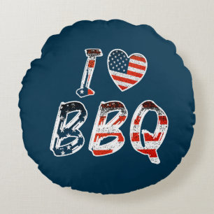 I Liebe GRILLEN, amerikanisches Patriotikum Rundes Kissen