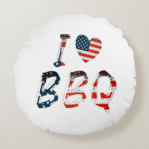 I Liebe GRILLEN, amerikanisches Patriotikum Rundes Kissen