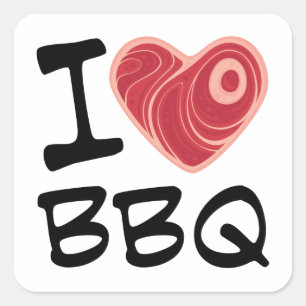 I LIEBE GRILLEN QUADRATISCHER AUFKLEBER