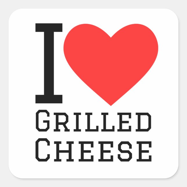 I Liebe Grillkäse Quadratischer Aufkleber (Vorderseite)