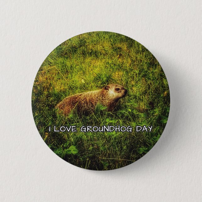 I Liebe Groundhog Day Button (Vorderseite)