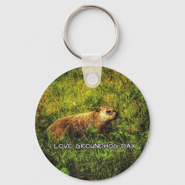 I Liebe Groundhog Day Schlüsselanhänger (Vorderseite)