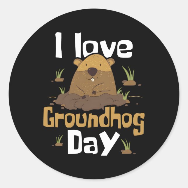 I Liebe Groundhog Day Woodchuck Groundhog Day Runder Aufkleber (Vorderseite)