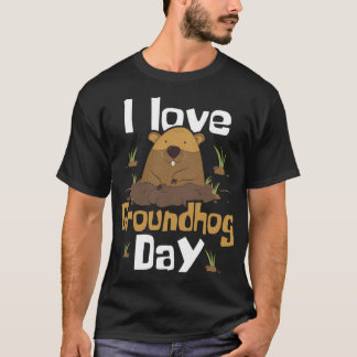 I Liebe Groundhog Day - Woodchuck Groundhog Day T-Shirt