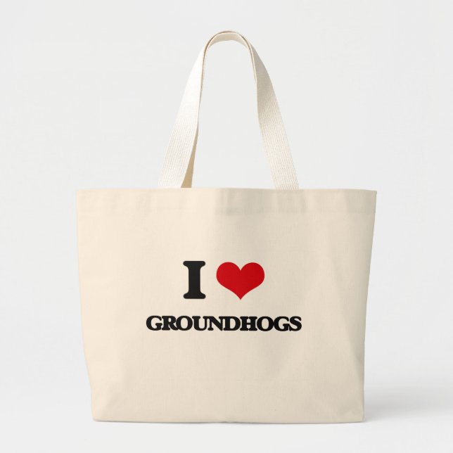 I Liebe Groundhogs Jumbo Stoffbeutel (Vorne)