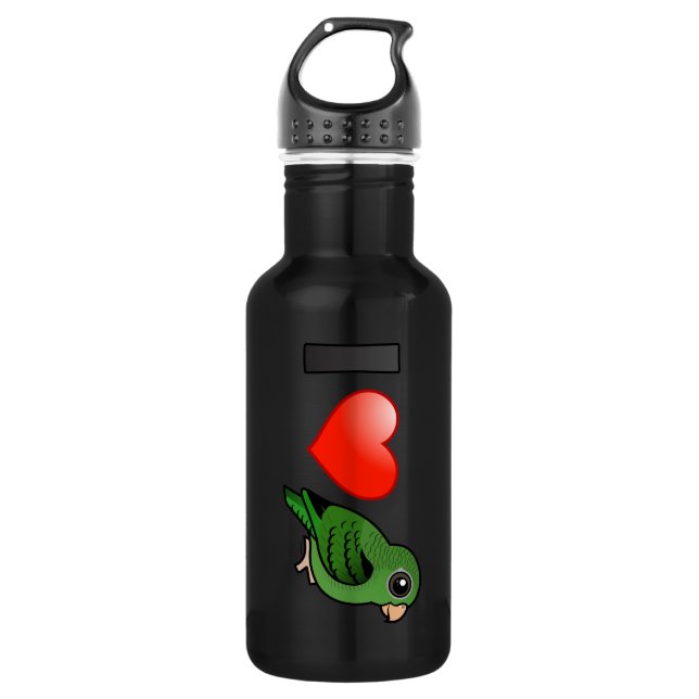 I Liebe grünes Linnies Edelstahlflasche (Vorderseite)